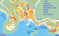map of the Pvergos House in Parga the place of the house and the castle of Parga