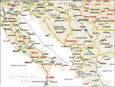map of Parga and italy