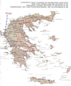 Map of greece and  Parga 